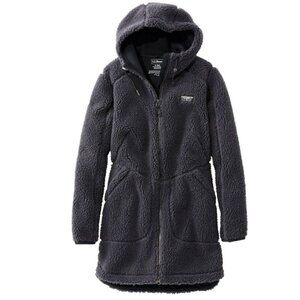 LL Bean Women's Mountain Pile Fleece Coat - Alloy Gray Large